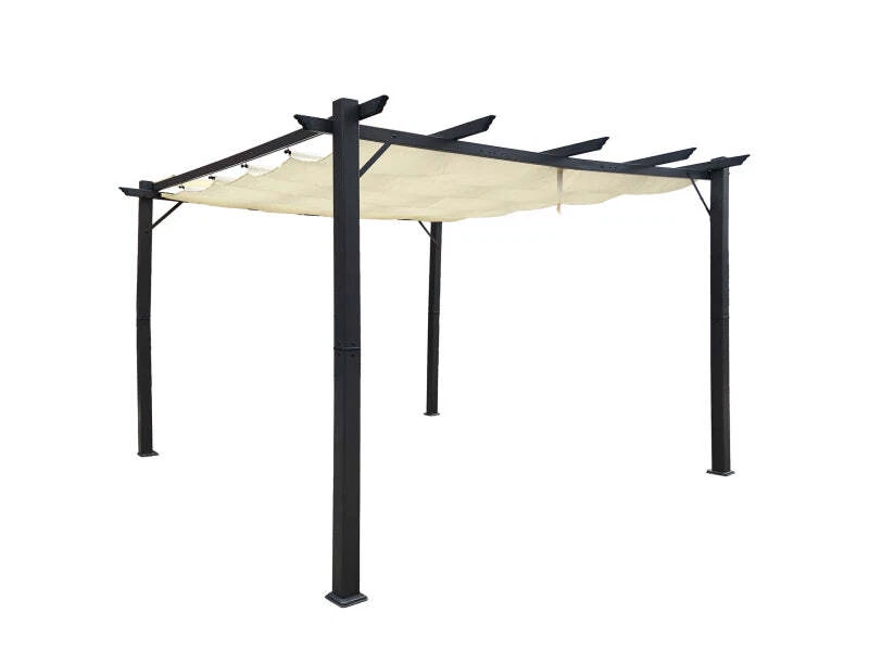 Premium Pavillon Luxor 3x4m KD beige-antrazit Alu Pergola massive Stützen 2025 - Bild 4 von 4