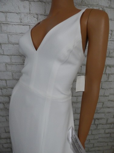 Dress the Population Iris Slit Crepe Gown in Off White Size Large NEW D448 - Picture 9 of 15