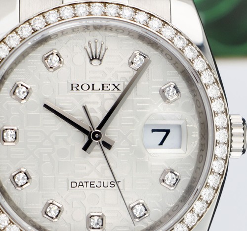 ROLEX White Gold & SS DateJust Silver Jubilee Diamond w/ Card 116244 SANT BLANC - Picture 6 of 6