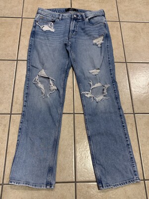 Men's 32x32 HOLLISTER Epic Flex Slim Straight DISTRESSED Jeans Pants  HGUYS4006