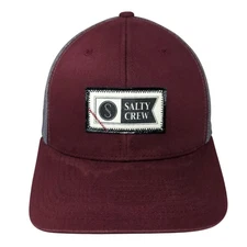 Salty Crew Patch Snapback Mesh Back Trucker Hat Red One Size Yupoong