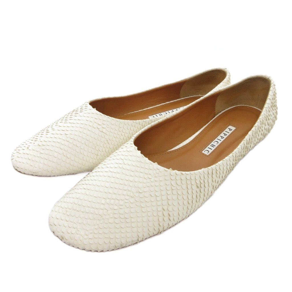 Pippi Flat Shoes Pumps Python Leather 37 White /A… - image 1