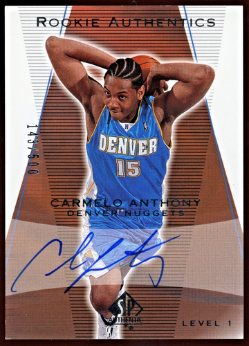 2003-04 SP Authentic Carmelo Anthony RC Rookie Authentics Auto /500
