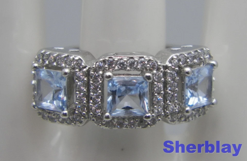 Impresionante anillo firmado por ESPO brillante circonita cúbica rodia esterlina 925 talla 7,5 Foto 2 de 4