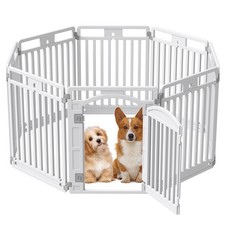 5 Panels Dog Playpen With Door Pet Safety Fence For Living Room Bedroom Garden