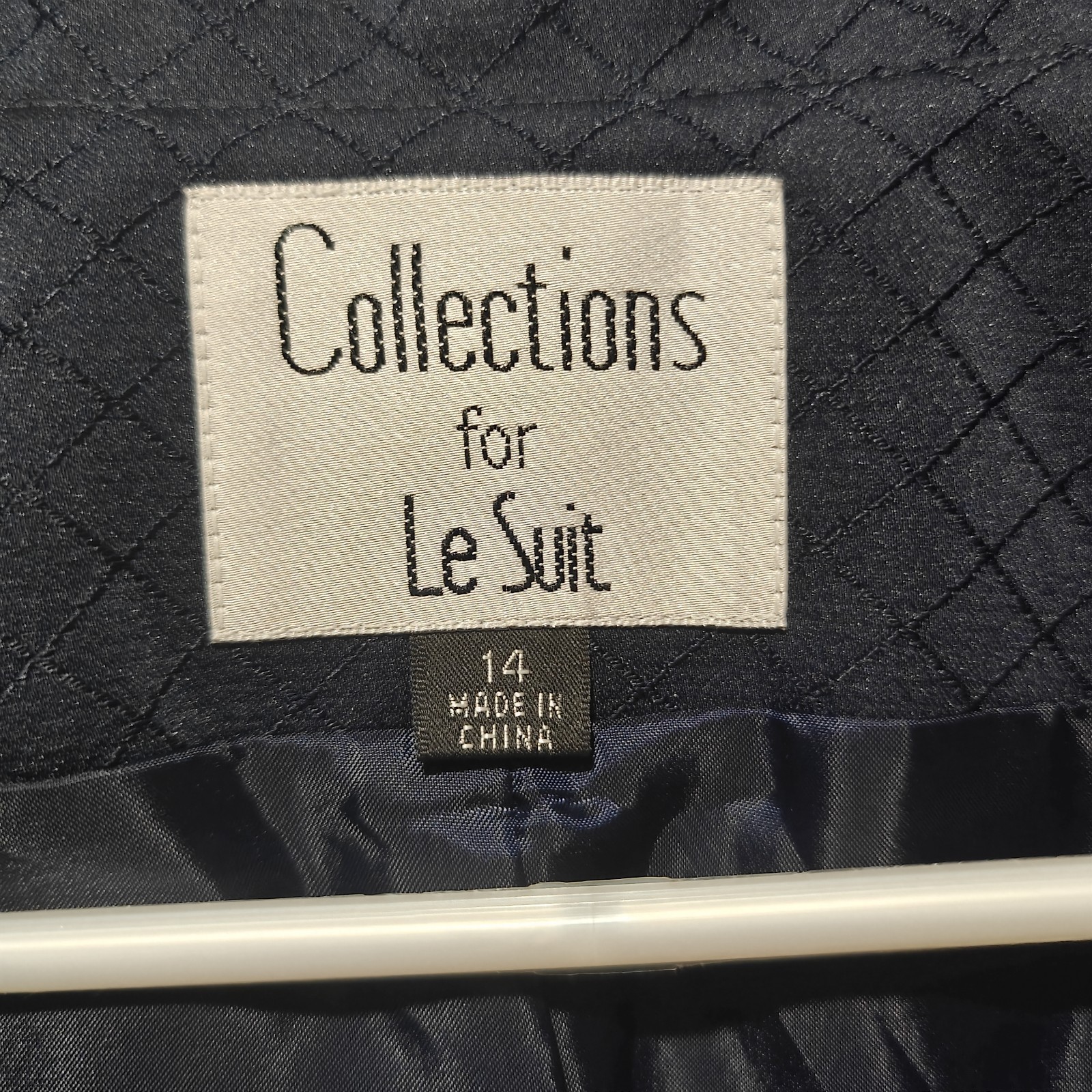 NWT $200 Collections For Le Suit Blazer 14 Navy Blue Lozenge Pattern Diamond