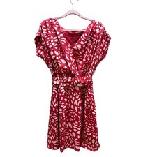 Eliza J Dolman Sleeve Faux Wrap Knee Length Belted Dress, Red, Size 12
