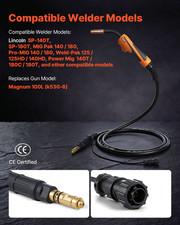 100A MIG Welding Gun with 10FT Cable, Replacement for Lincoln Magnum 100L K530