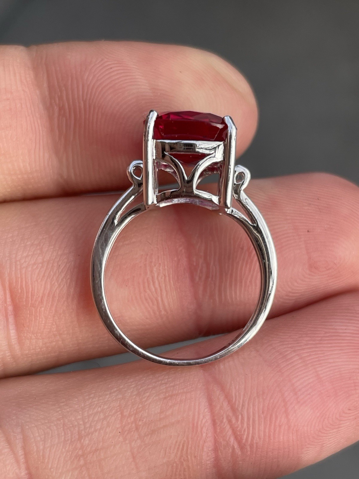 Silver Ruby 5ct Solitaire Ring, 925 Large,  4.5g - image 4