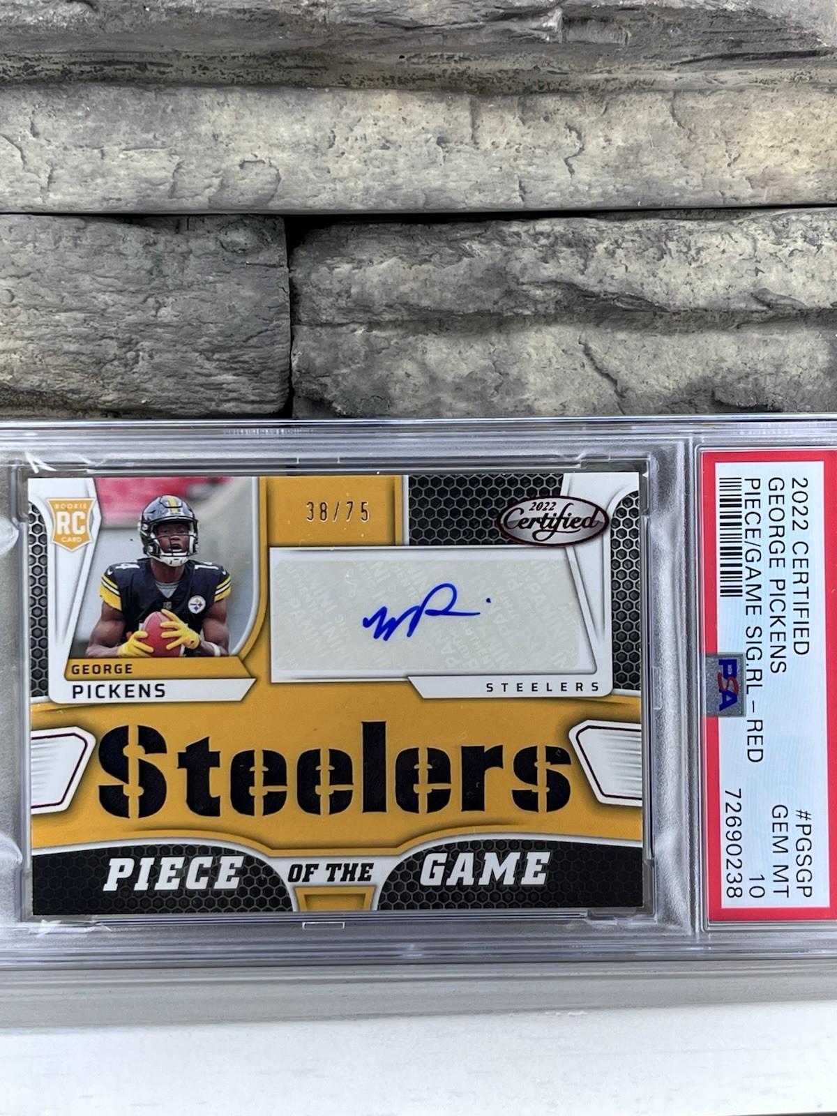 2022 Panini Certified George Pickens RPA /75 Rookie Patch Auto PSA 10 Cowboys view 2