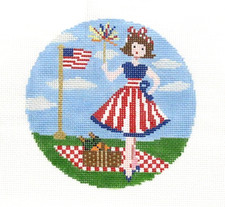 The Gingham Stitchery Betty Loves July 4th & SG Handpainted Needlepoint Canvas