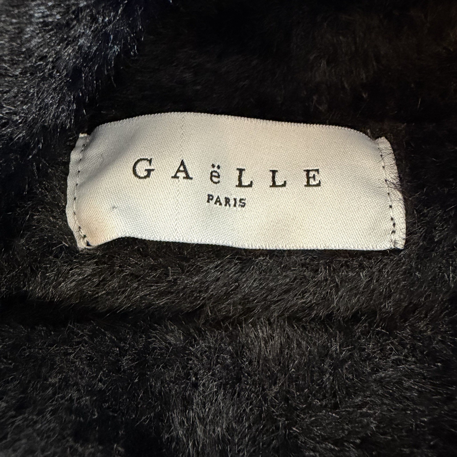 Gaelle Paris Size 1 Black Mock Neck Eyelash Knit Fuzzy Pullover Sweater Buttons image 8