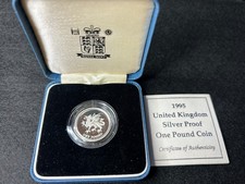 1995 Silver Proof One Pound Coin Original Presentation Box Cert Welsh Dragon £1