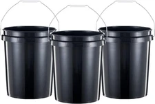 United Solutions 5 Gallon Bucket Heavy Duty Plastic 3 Pack, Black 