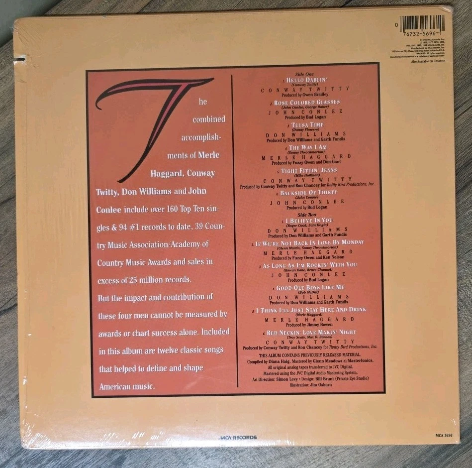 Conway Twitty Merle Haggard Don Williams & John Conlee - Legends Vinyl LP 1988 Foto 3 de 4