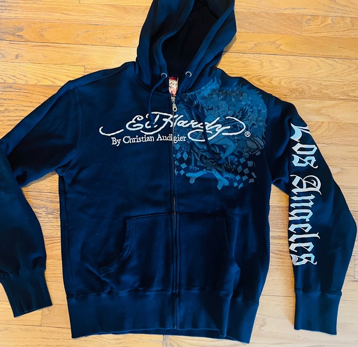 Vintage Christian Audigier Ed Hardy Zip Hoodie Size Mens Large New