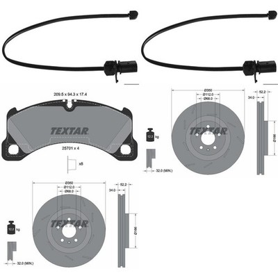 TEXTAR BREMSSCHEIBEN 350mm + BELÄGE VORNE passend für PORSCHE MACAN 95B