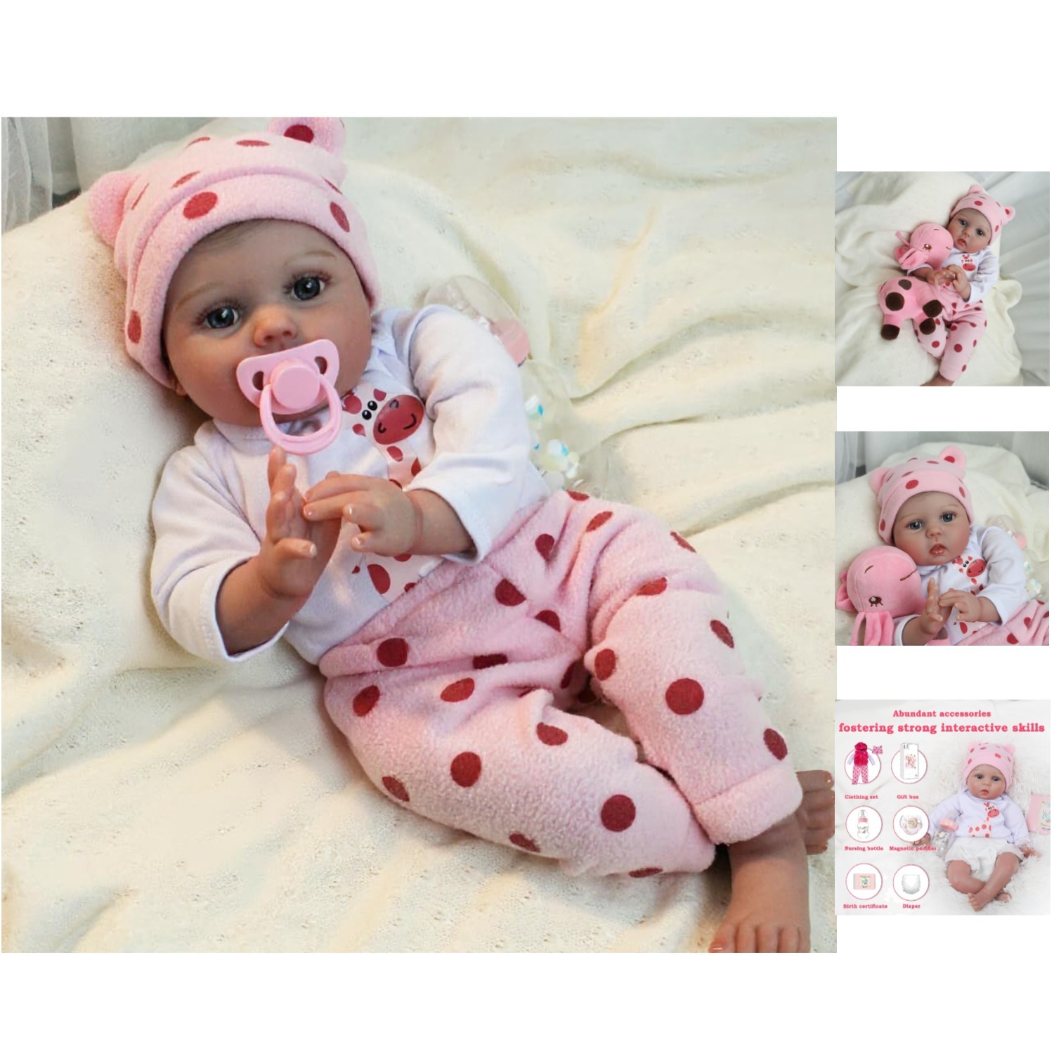 Lifelike 22-Inch Baby Doll Lucy with Hand-Painted Details - Gift-Ready Bundle