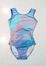PASTEL Destira Gymnastics Dance Leotard JR AXS Extra Small OPEN BACK Geometric