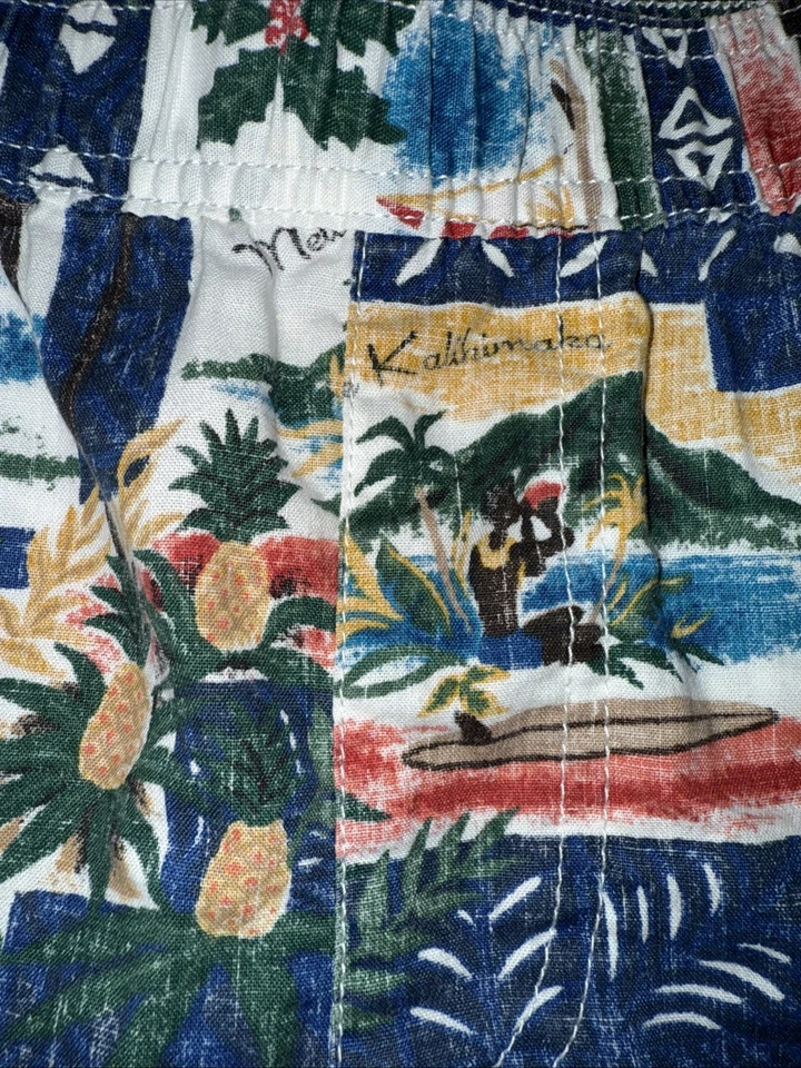 全新无标签 Reyn Spooner 夏威夷圣诞节圣诞老人弹性腰短裤 M 码 — 第 4/4 张图片