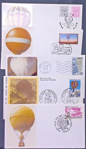 Ballooning & Hot Air Balloon Covers Lot Belgium France Paris FDC Hamburg Germany
