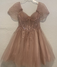 Ladivine by Cinderella Divine Women  s Size M Rose Pink Color Tulle Sequin Dress