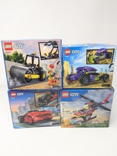 4  LEGO City Sets; 60411, 60485 & 60486, 60401 Vehicles Car Helicopter Roller