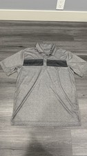 Pebble Beach Dry-Luxe Performance Men's Gray Polo Shirt L Short Sleeve Collared