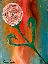 Original Floral Flower Painting 16X20 Rose Heart Fine Art Home Interior Decor