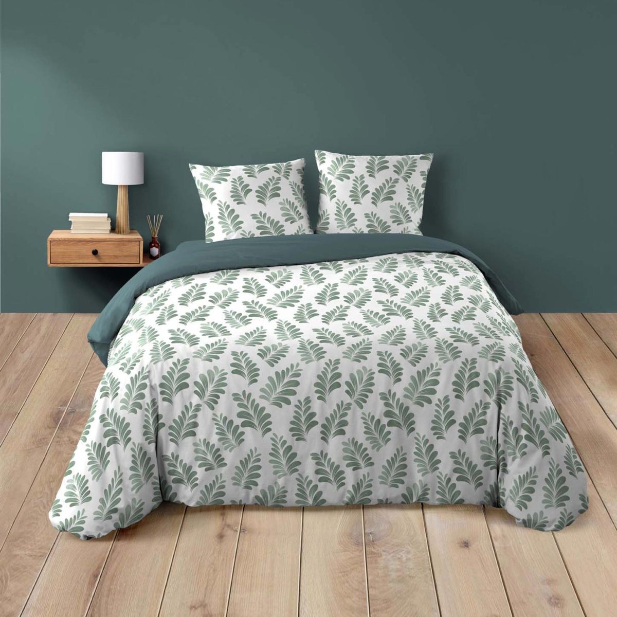 Parure de lit Aqualis 260x240 vert anti-plis entretien facile 3 pièces
