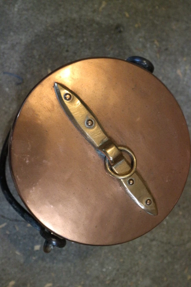 ancienne chaudron marmite avec couvercle en cuivre 3.6kgs - Photo 2/4