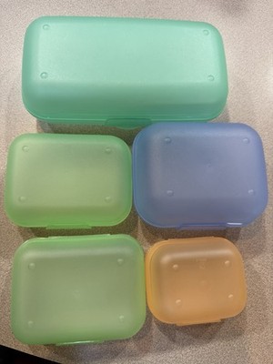 5 Tupperware Packables Oyster Cases Hinged Containers Multiple Colors And Sizes