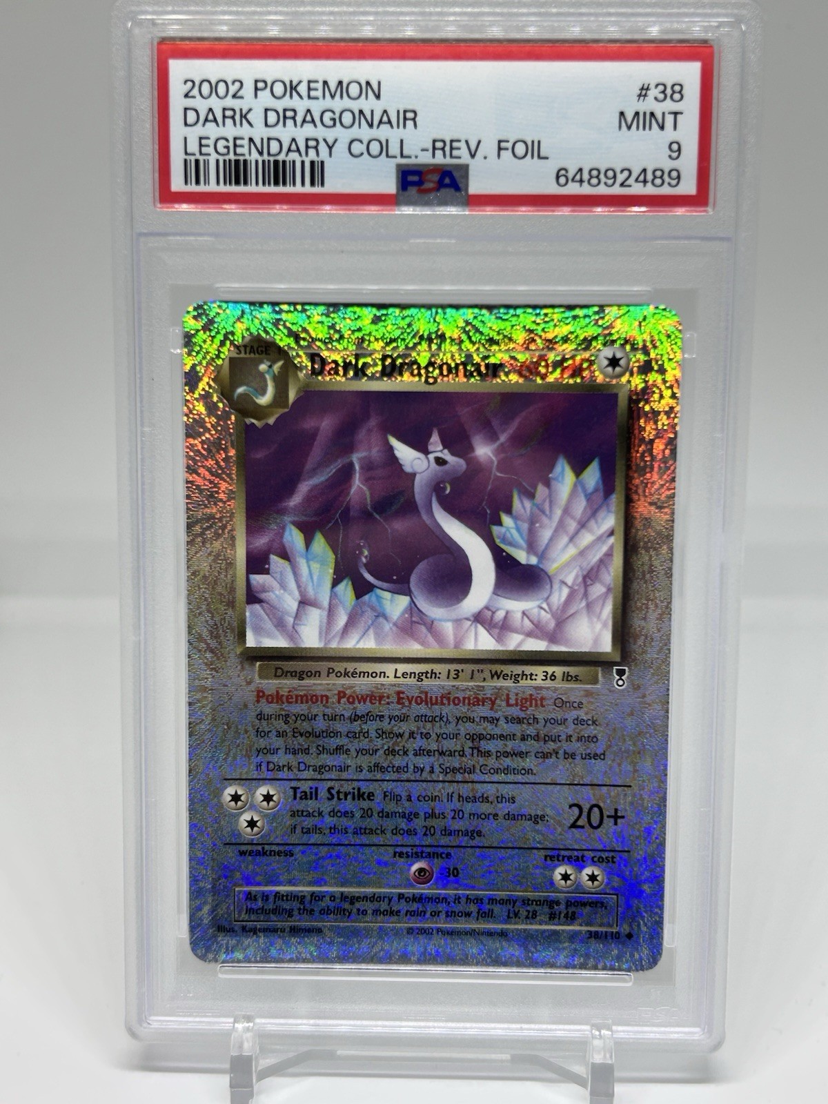 2002 Pokemon Legendary Collection Dark Dragonair Reverse Holo #38/110 PSA 9