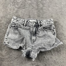 Pacsun High Rise Festival Cut Off Denim Shorts Womens 25 Gray Washed