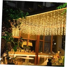 LED Icicle Lights, 8 Modes 150 LEDs Christmas Short Curtain 19.7FT Warm White