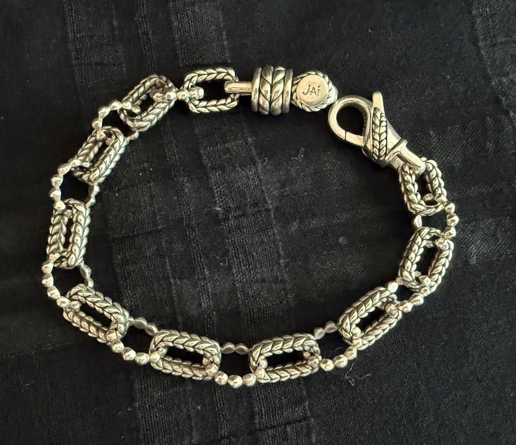 Jai John Hardy Sterling Silver Wheat Pattern Link Bracelet 7.75" 27.5g View 2
