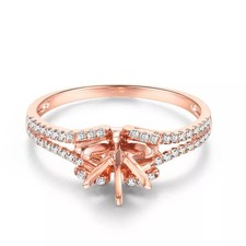 6.5mm Round Semi Mount Ring 925 Sterling Silver Rose Gold Split Shank Women Ring