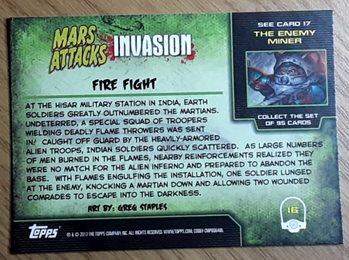 2013 Mars Attacks! Invasion Card 16 FIRE FIGHT. - Picture 2 of 3