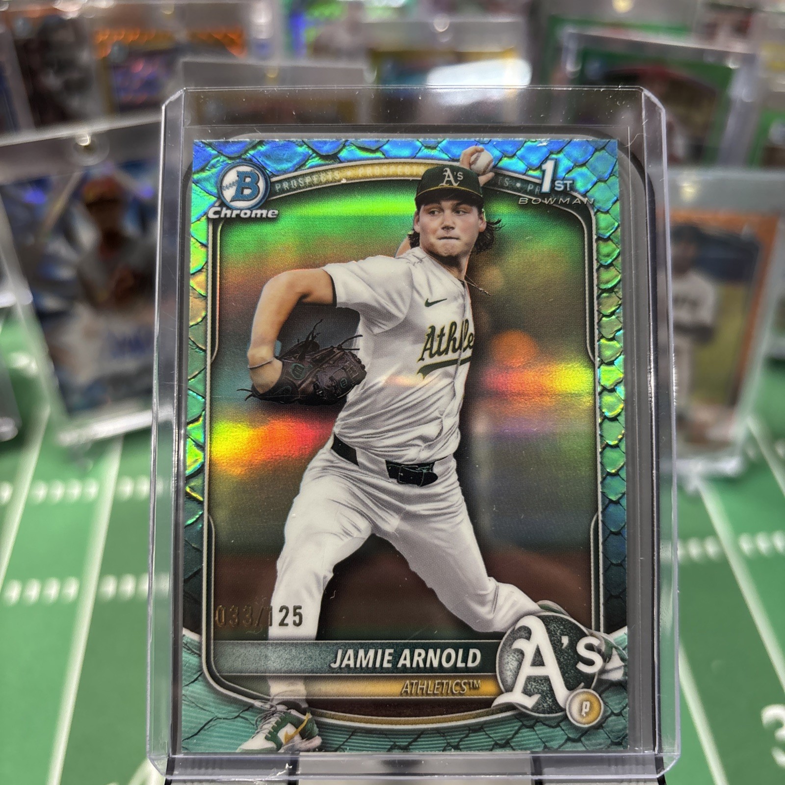 2025 Bowman Draft Jamie Arnold Aqua Reptilian /125 Chrome 1st Athletics BDC-30