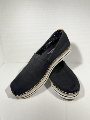 Skechers BOBS Shoes Womens 9W Breeze Casual Slip On Loafers 32719 Black Fabric