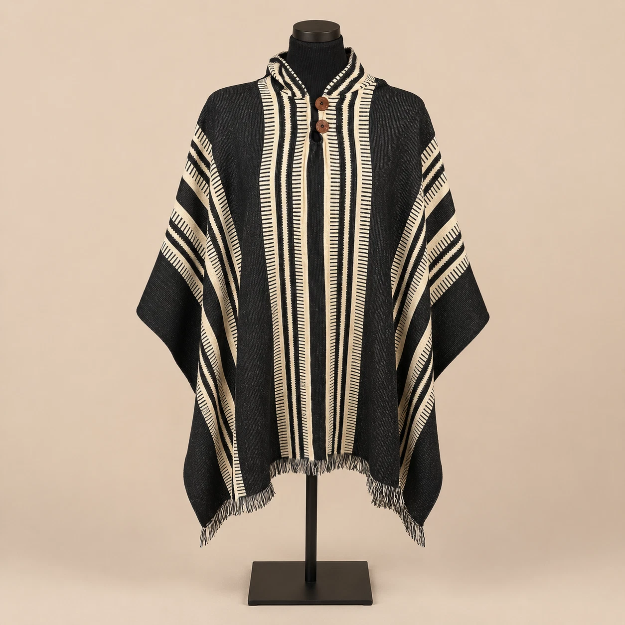 Handmade Hooded Alpaca Wool Poncho Rugged Western Cowboy Aztec Serape Cloak
Opens in a new window or