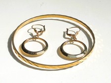 LOT / BIJOUX ANCIENS 1960 en Plaqué or / B.O ANNEAUX et BRACELET JONC 6,6cm