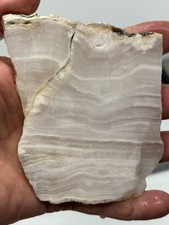 White Banded Onyx Slab Lapidary Cabbing Carving Combo Ship Avail