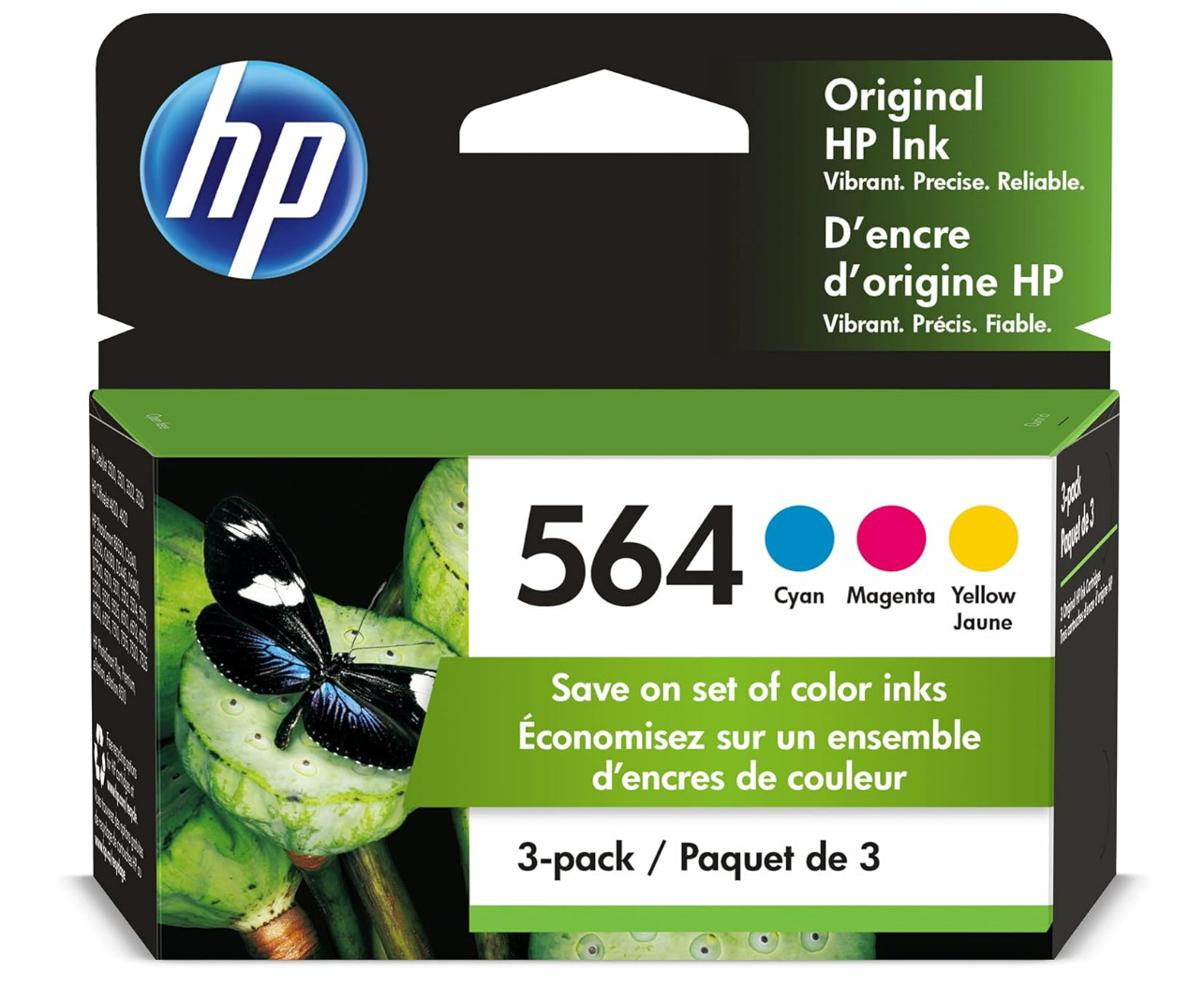 HP 564 Tri-Color Ink Cartridges - Cyan Magenta Yellow (Choose Exp Date) - NEW !!