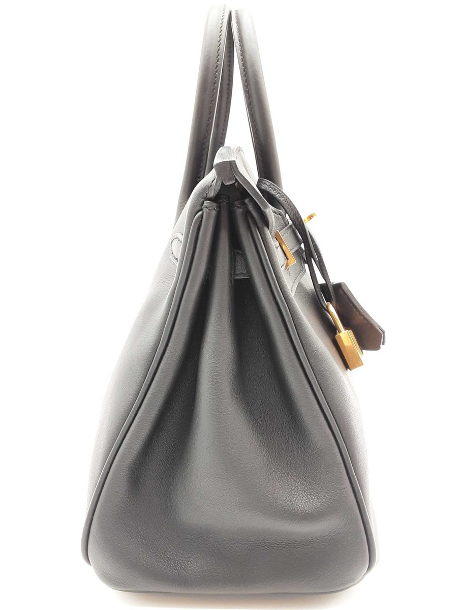 Hermes Birkin 25 Noir Black Swift Gold Hardware Handbag