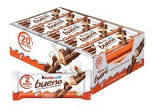 Kinder Bueno Milk Chocolate Bars with Hazelnut Cream, Bulk 20 Pack, 4 Per Pack