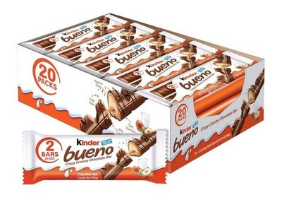 Kinder Bueno Chocolate Bars Hazelnut Cream 20 Pack (4 x 5 Packs) Bulk Candy Fres