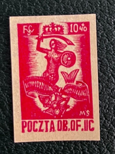 Woldenberg Oflag IIC / 1944 Polen Kriegsgefangenenlager Warschauer Jungfrau Imperf Briefmarke ungebraucht