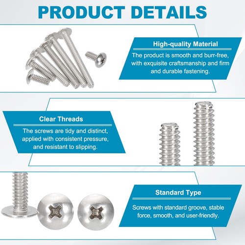 10#-24*3/8" Phillips Truss Head Bolts Screws, 50Pcs for Ceiling Fan Blade - Picture 3 of 6