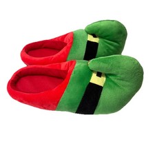 Christmas Slippers Adult Medium Large Green Red Plush